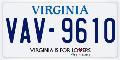 VA license plate VAV9610