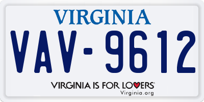 VA license plate VAV9612