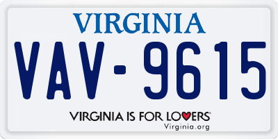 VA license plate VAV9615