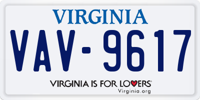 VA license plate VAV9617