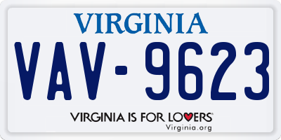 VA license plate VAV9623