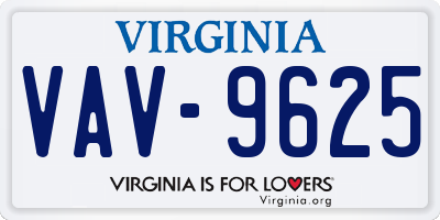 VA license plate VAV9625