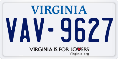 VA license plate VAV9627