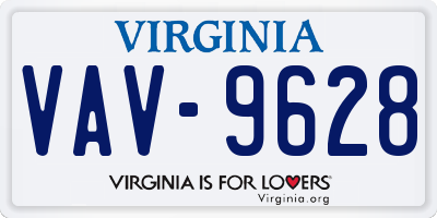 VA license plate VAV9628