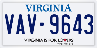 VA license plate VAV9643
