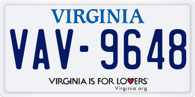 VA license plate VAV9648
