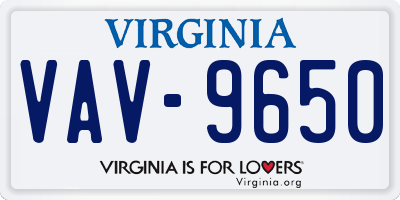 VA license plate VAV9650