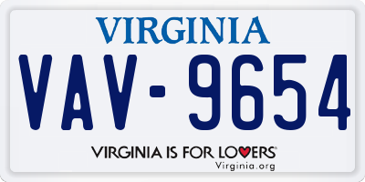 VA license plate VAV9654