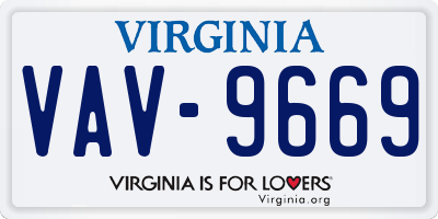 VA license plate VAV9669