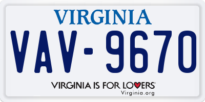 VA license plate VAV9670