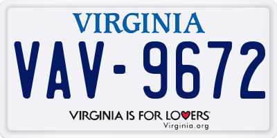 VA license plate VAV9672