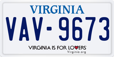 VA license plate VAV9673