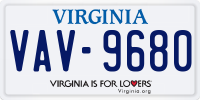 VA license plate VAV9680