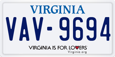 VA license plate VAV9694