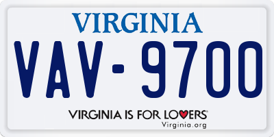 VA license plate VAV9700