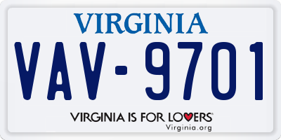 VA license plate VAV9701