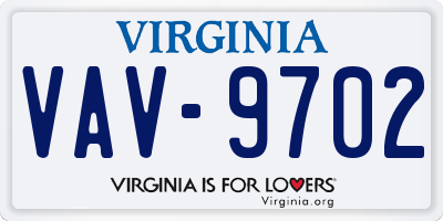 VA license plate VAV9702