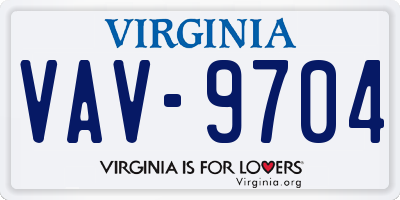 VA license plate VAV9704