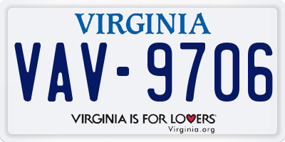 VA license plate VAV9706