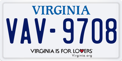 VA license plate VAV9708