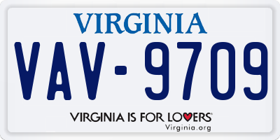 VA license plate VAV9709