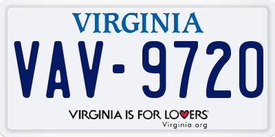 VA license plate VAV9720