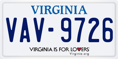 VA license plate VAV9726