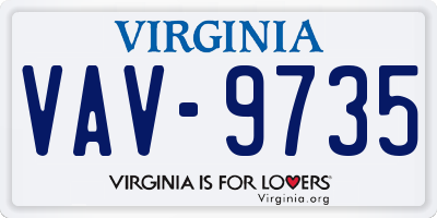 VA license plate VAV9735