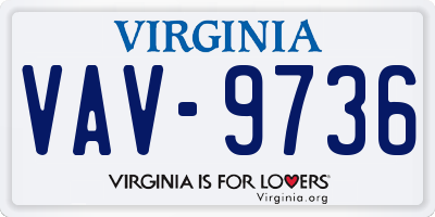 VA license plate VAV9736