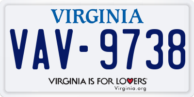 VA license plate VAV9738