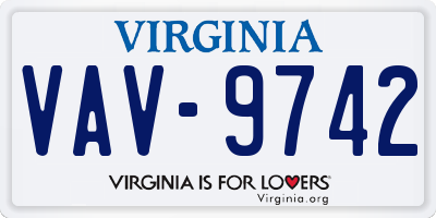 VA license plate VAV9742