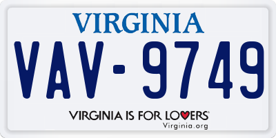VA license plate VAV9749