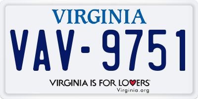 VA license plate VAV9751