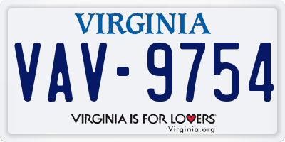 VA license plate VAV9754