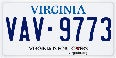 VA license plate VAV9773