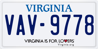 VA license plate VAV9778
