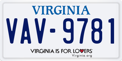 VA license plate VAV9781