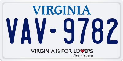 VA license plate VAV9782
