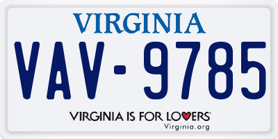 VA license plate VAV9785