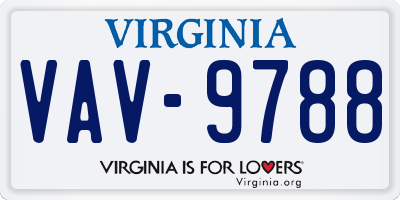 VA license plate VAV9788