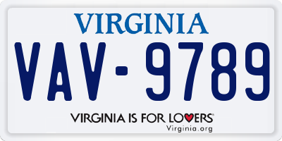 VA license plate VAV9789