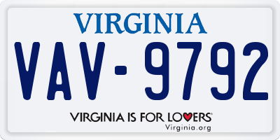 VA license plate VAV9792