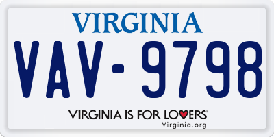 VA license plate VAV9798