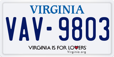 VA license plate VAV9803