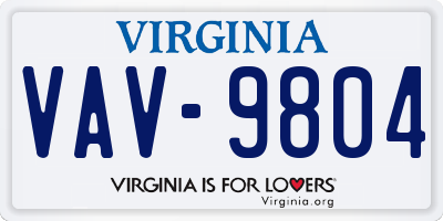 VA license plate VAV9804