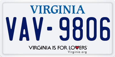 VA license plate VAV9806