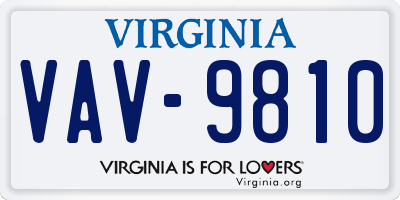 VA license plate VAV9810