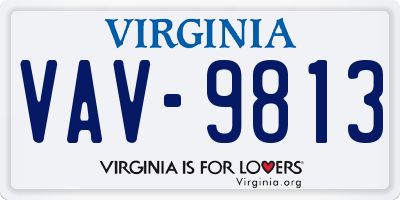 VA license plate VAV9813
