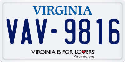 VA license plate VAV9816