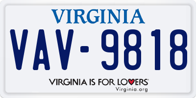 VA license plate VAV9818